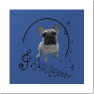 French bulldog and musical notes Posters and Art